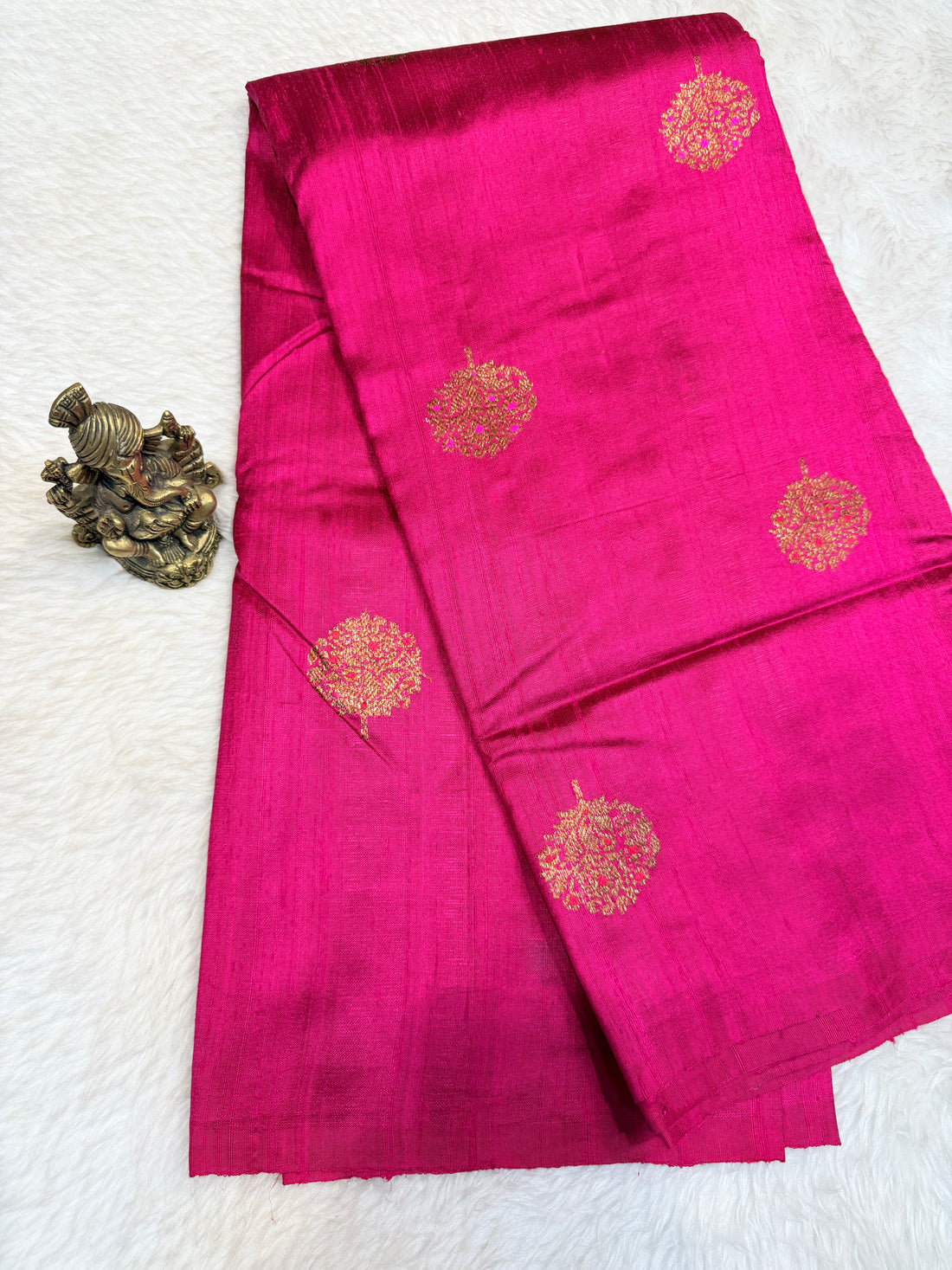 Pure Tussar Banaras Zari Butta- Rani Pink