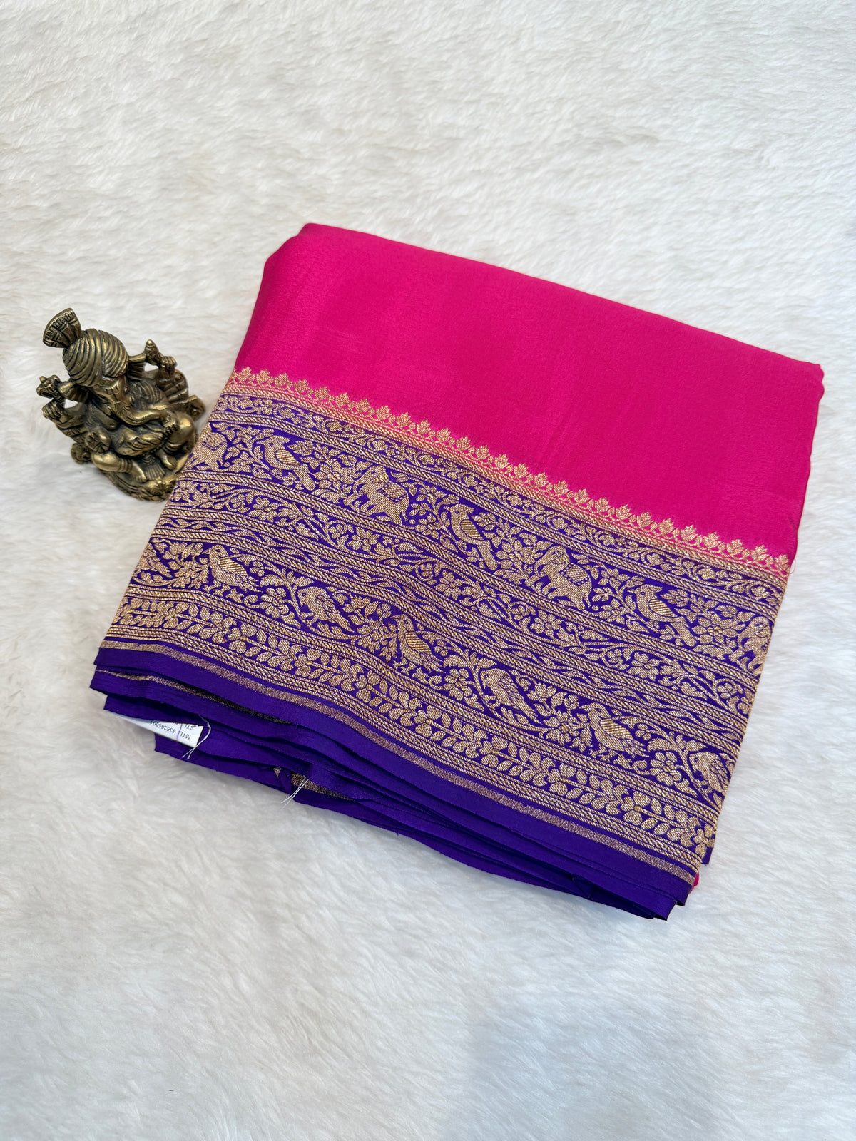 Pure Banaras Crepe Silk-Rani Pink