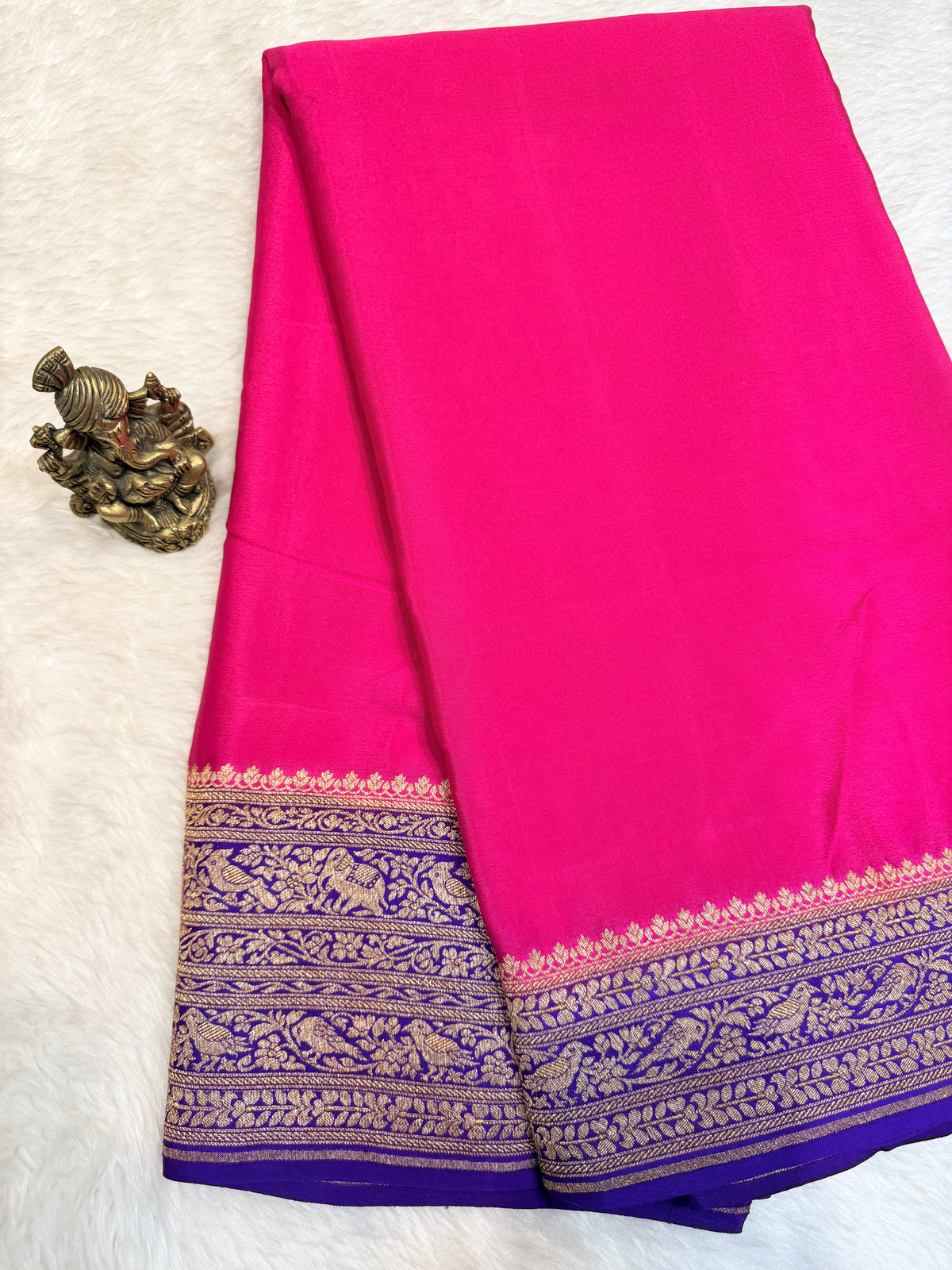Pure Banaras Crepe Silk-Rani Pink