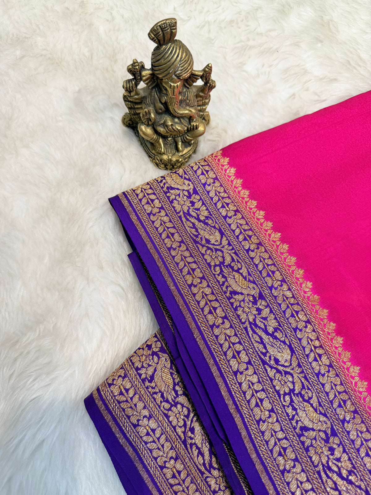Pure Banaras Crepe Silk-Rani Pink