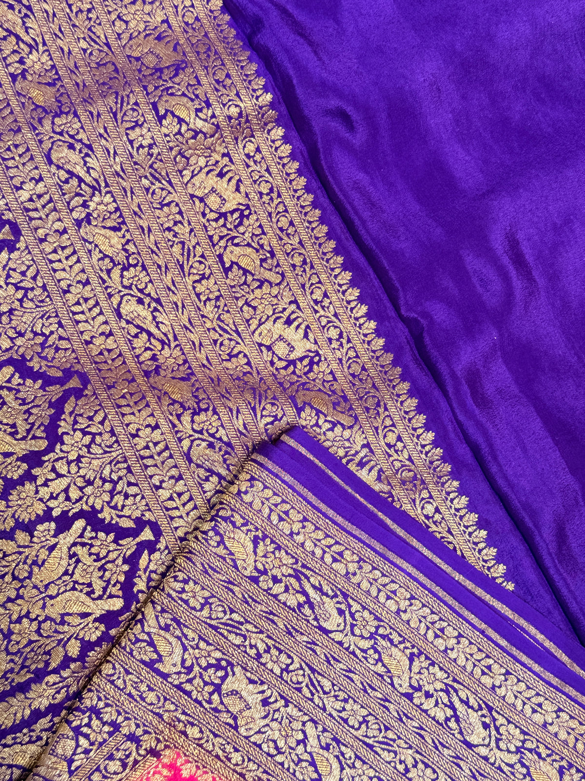 Pure Banaras Crepe Silk-Rani Pink