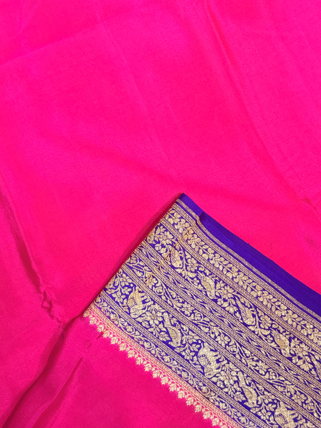 Pure Banaras Crepe Silk-Rani Pink