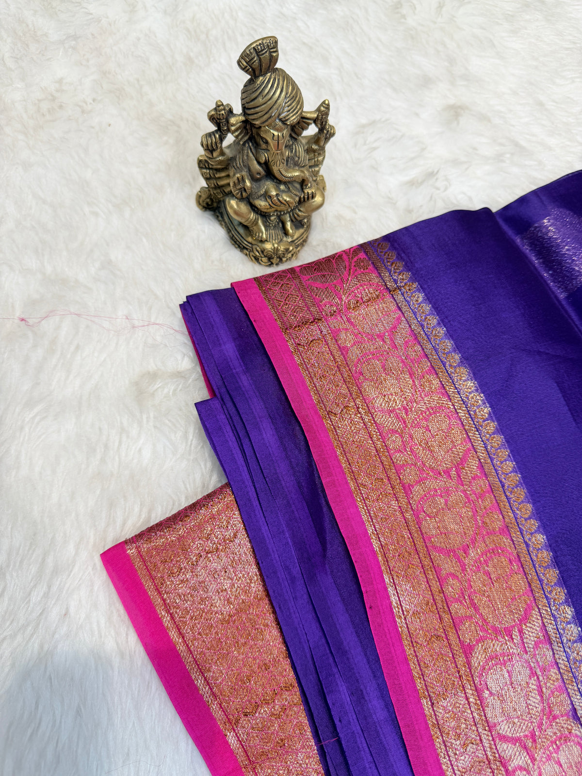 Pure Kora Banaras Silk Contrast -Purple