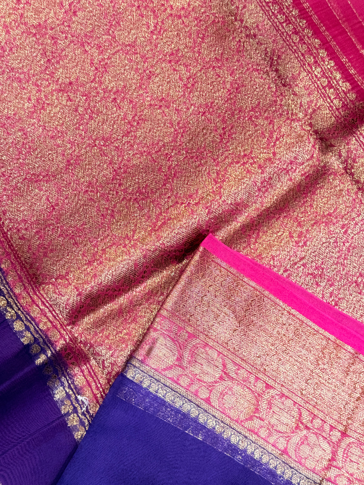 Pure Kora Banaras Silk Contrast -Purple
