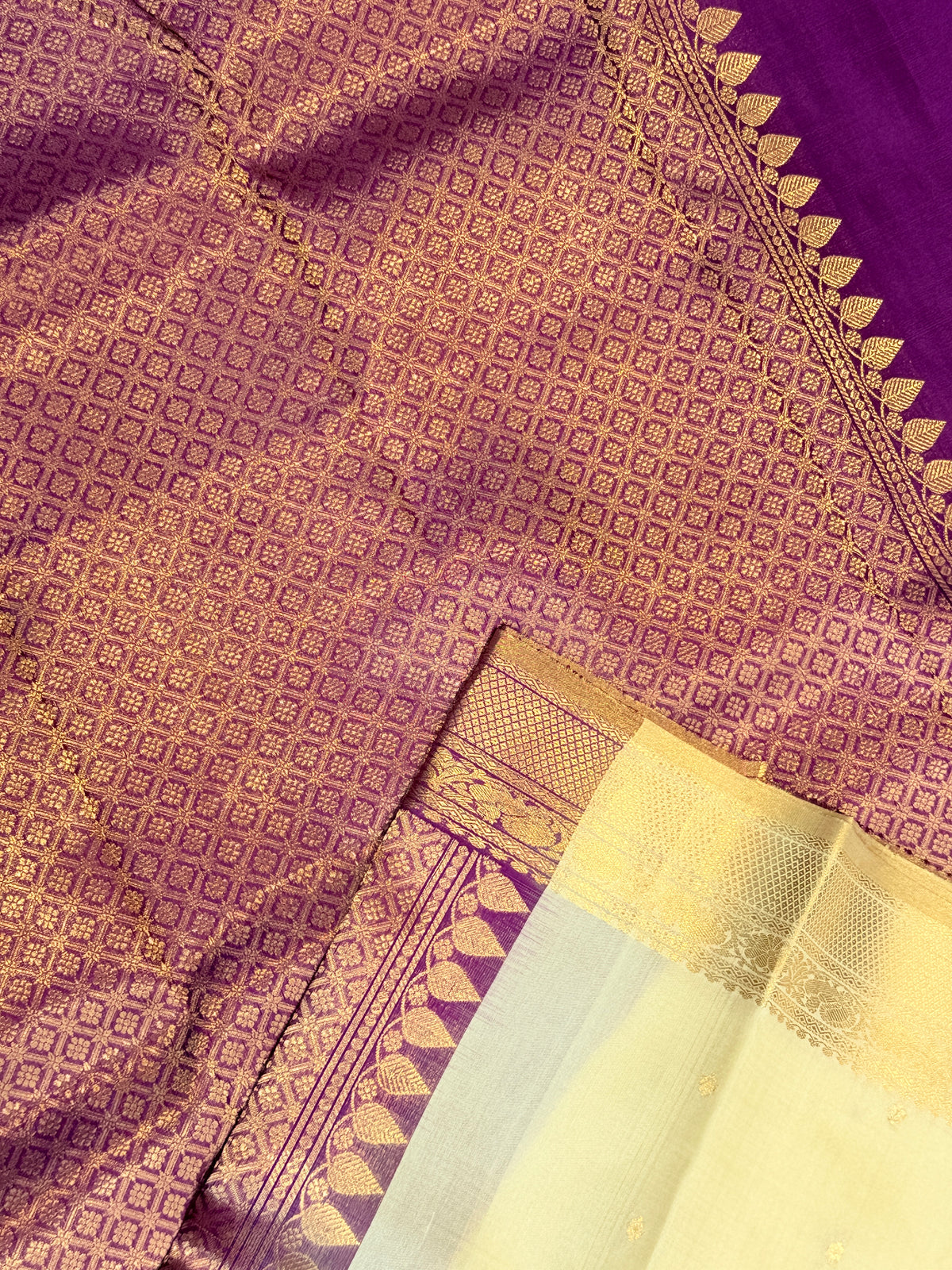Premium Pure Raw Soft Silk Contrast- Wine
