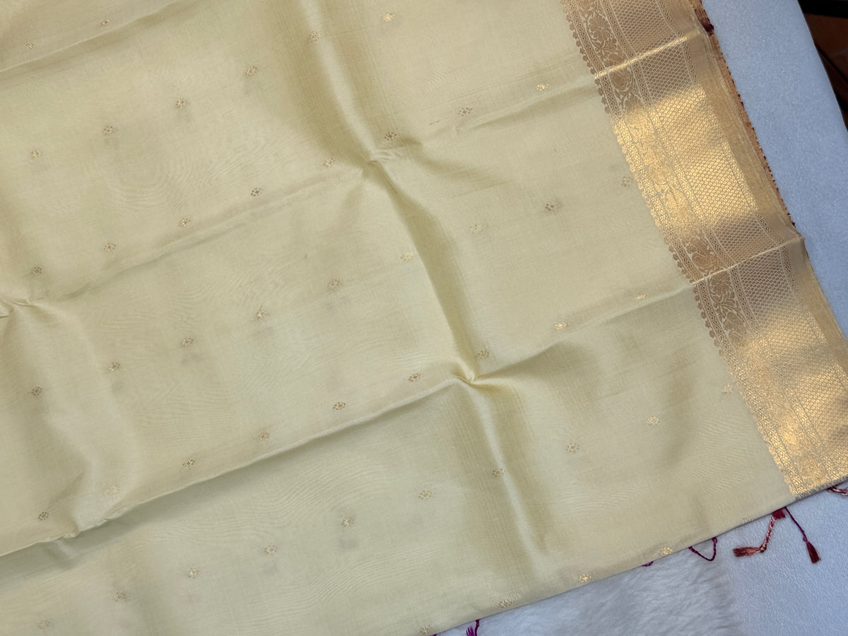 Premium Pure Raw Soft Silk Contrast- Wine