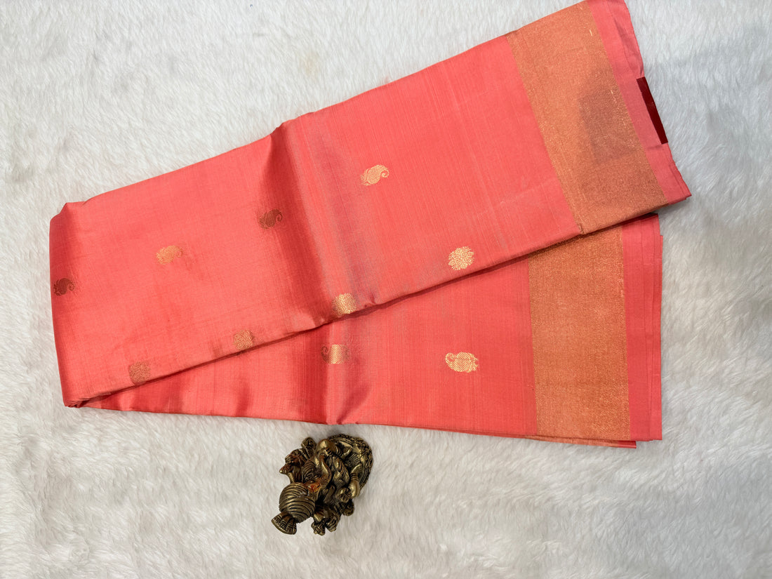 Premium Pure Raw Soft Silk Contrast- Pink