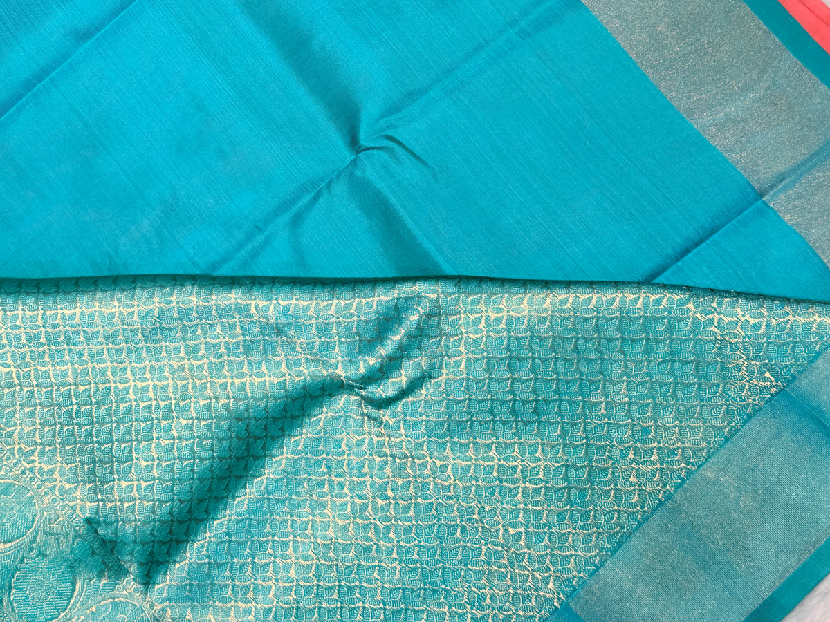 Premium Pure Raw Soft Silk Contrast- Pink