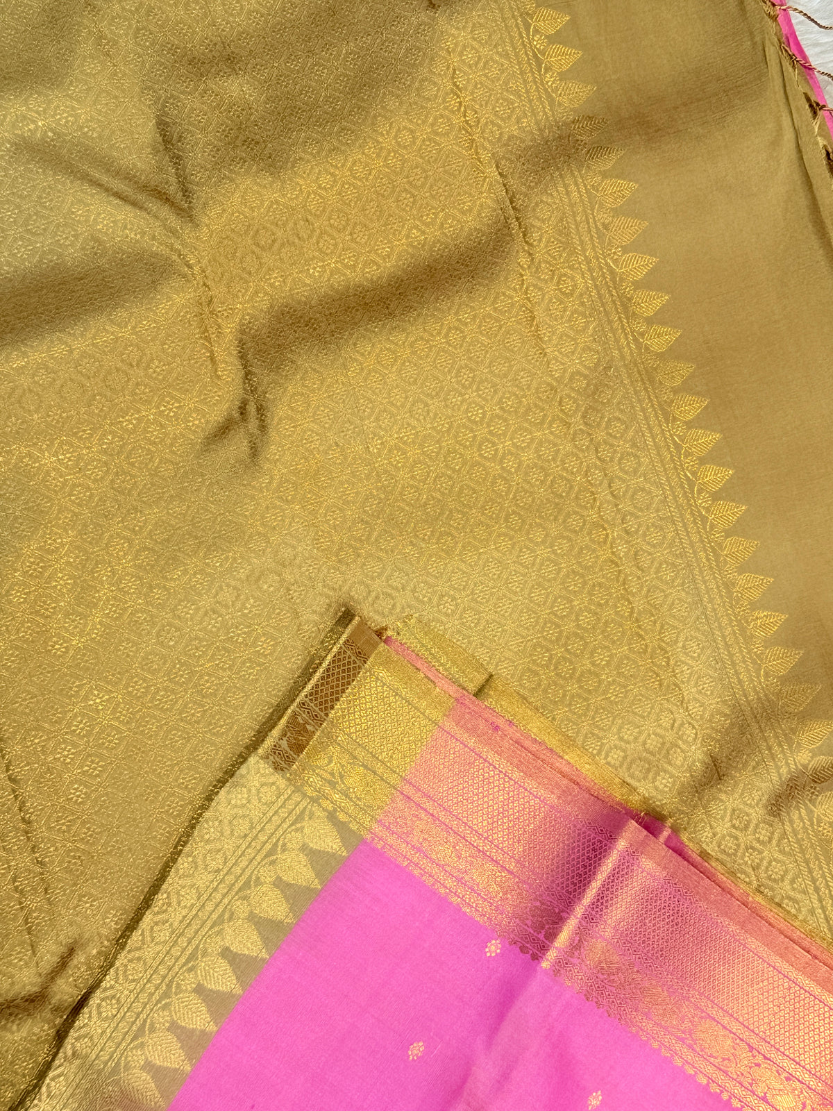 Premium Pure Raw Soft Silk Contrast- Pastal Green