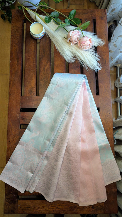 Light Blue & Pink Fancy Silk Saree