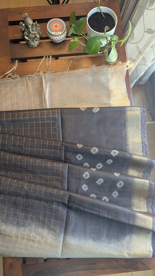Coffee brown Semi Jute silk Saree