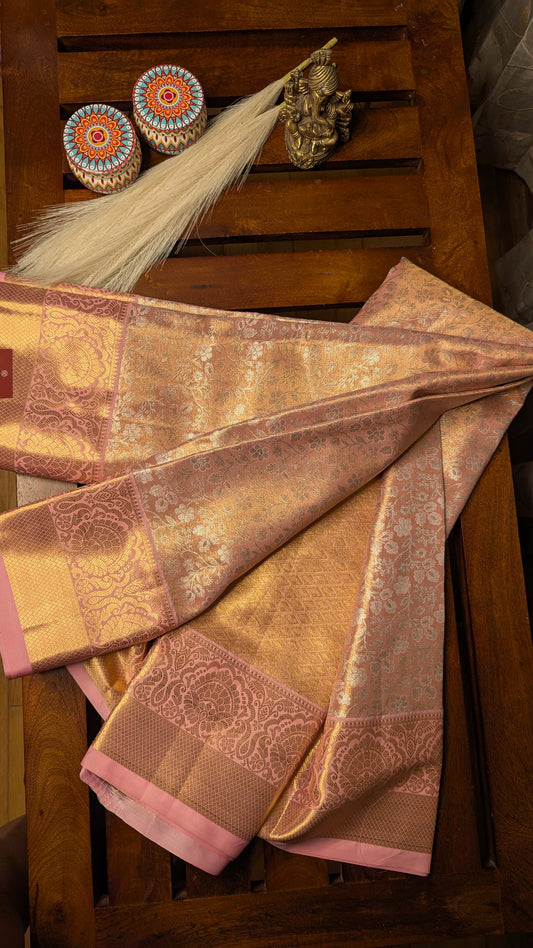 Pink Brocade Semi Kanchi Silk Saree