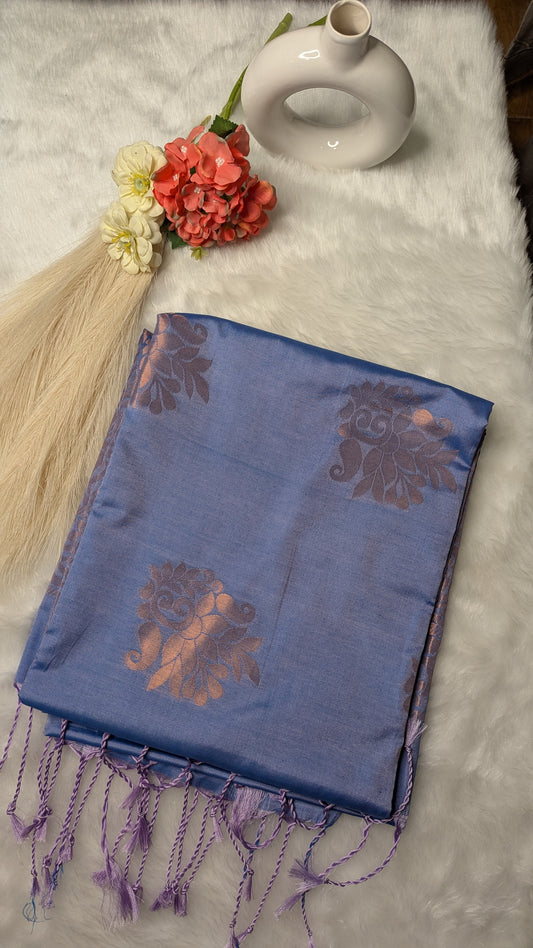 Sky Blue Color Kanchi Soft Silk Saree