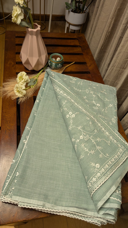 Linen embroidery-Green