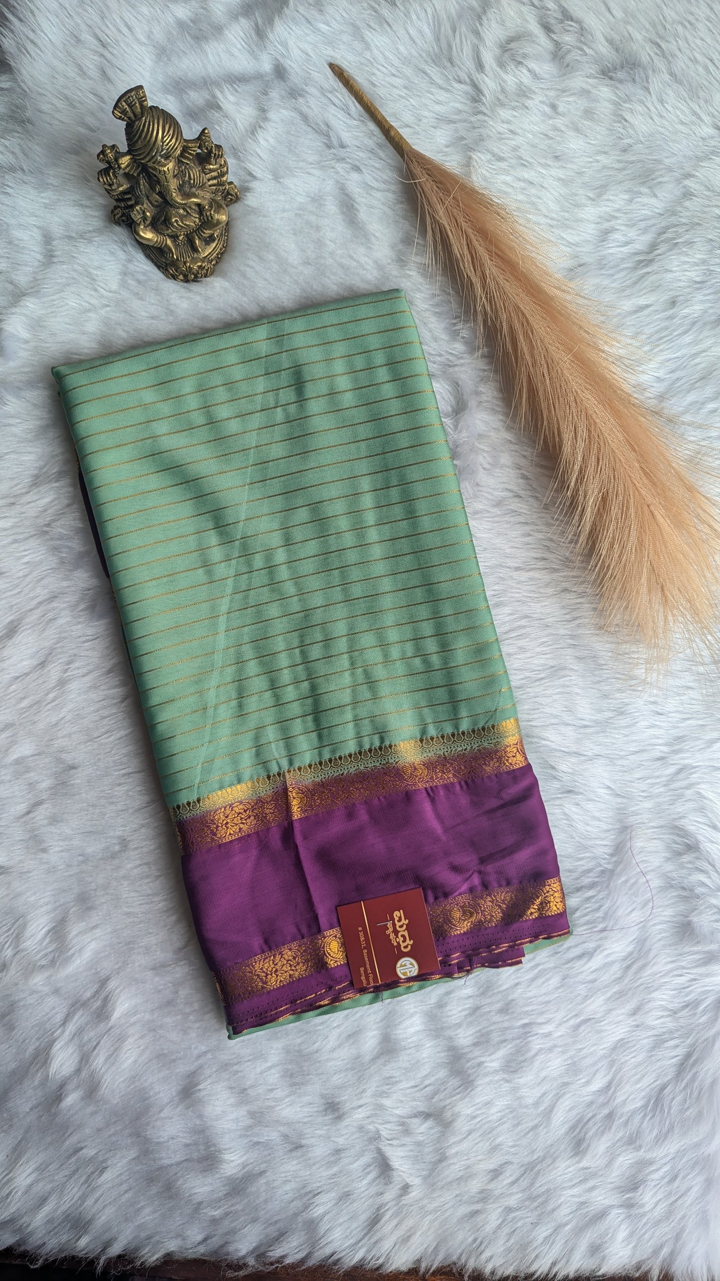 Pastel Green & Purple Semi Mysore Silk Saree
