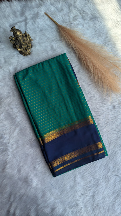 Rama Green & Blue Semi Mysore Silk Saree