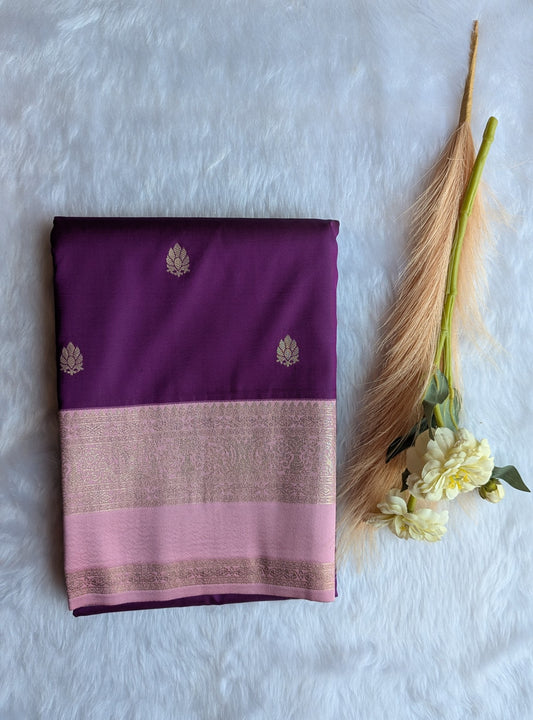 Purple and Lavender Color Semi Soft Silk Saree