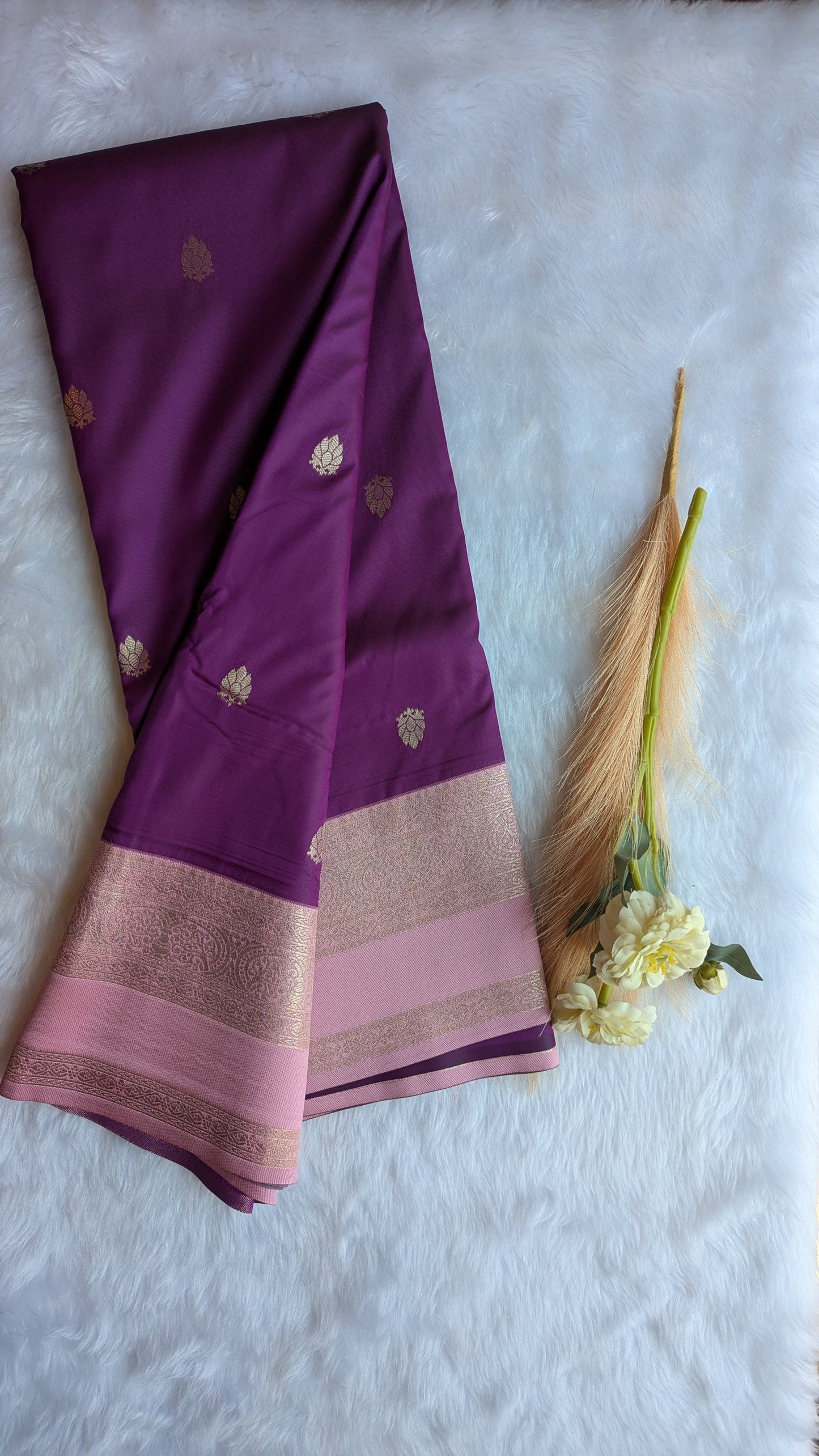 Purple and Lavender Color Semi Soft Silk Saree