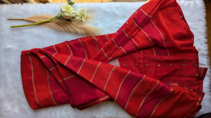 Red & Orange Color Fancy Saree