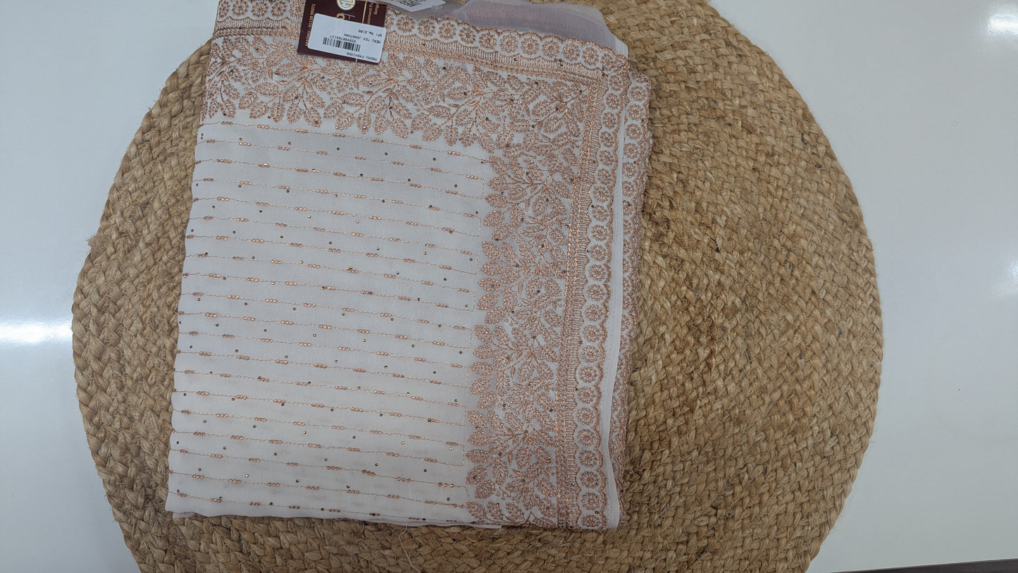 White Georgett Work Saree