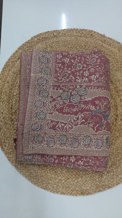 Pink Georgett Work Saree