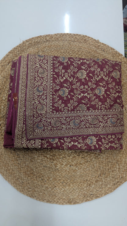 Wine Color Crushed Work Saree