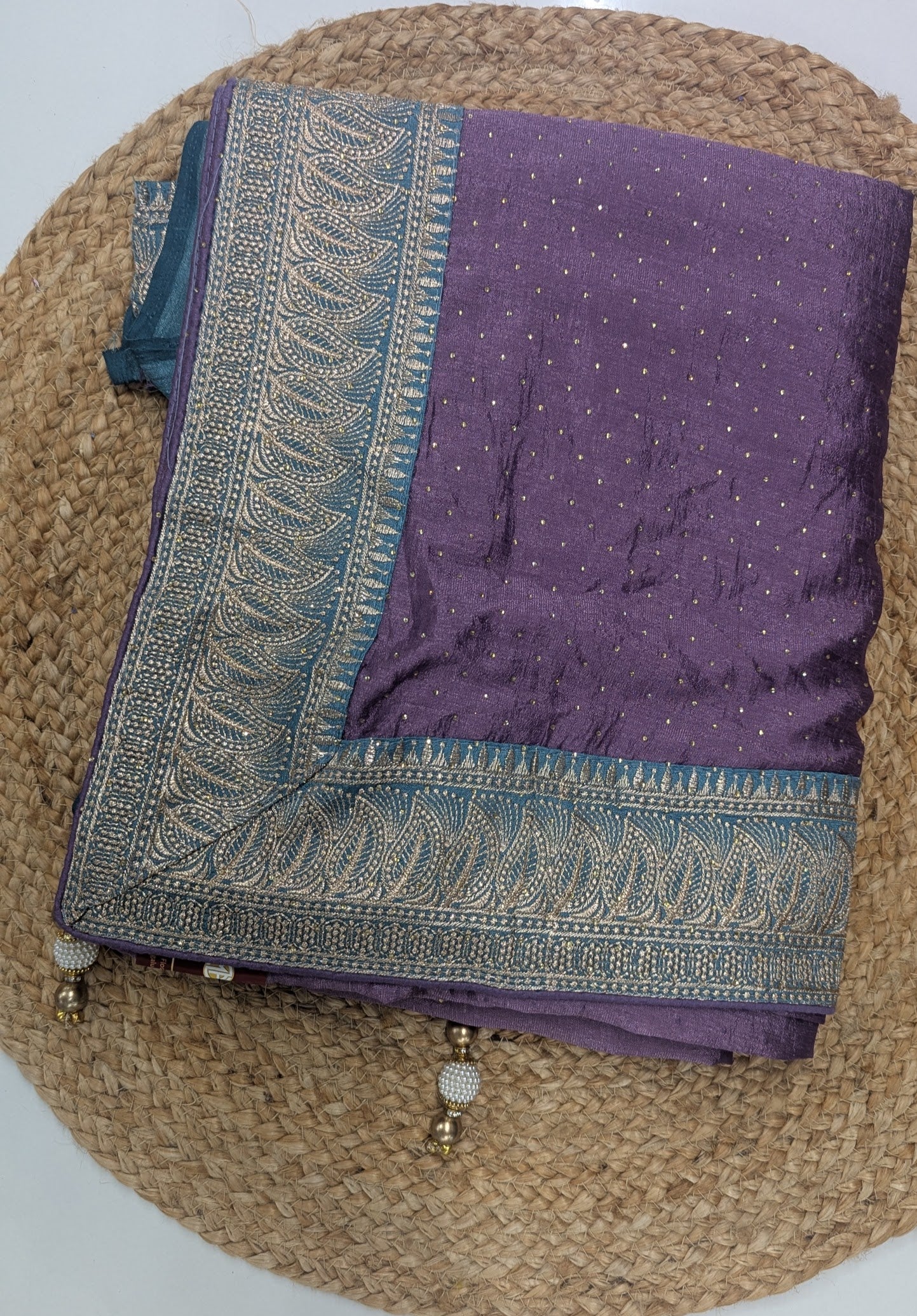 Lavendar and Blue Work Saree
