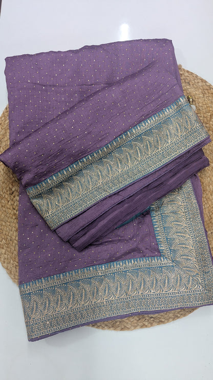 Lavendar and Blue Work Saree
