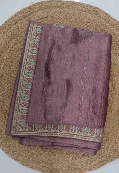 Wine color Work and Party Saree