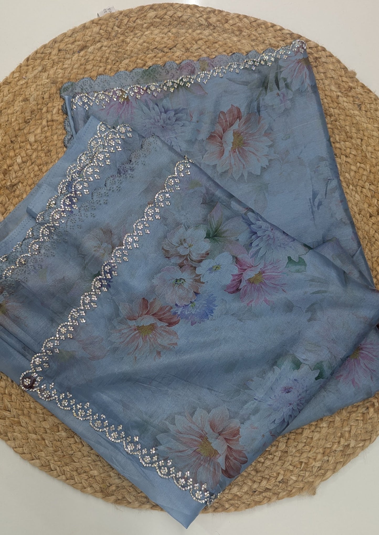 Blue Printed Party Wear Saree