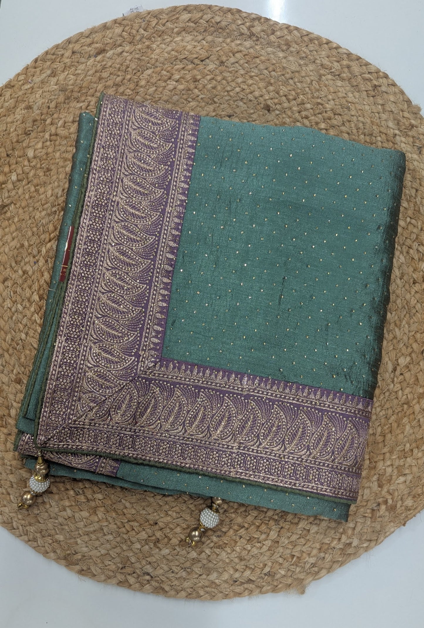 Teal Green and Lavender Party Wear Saree