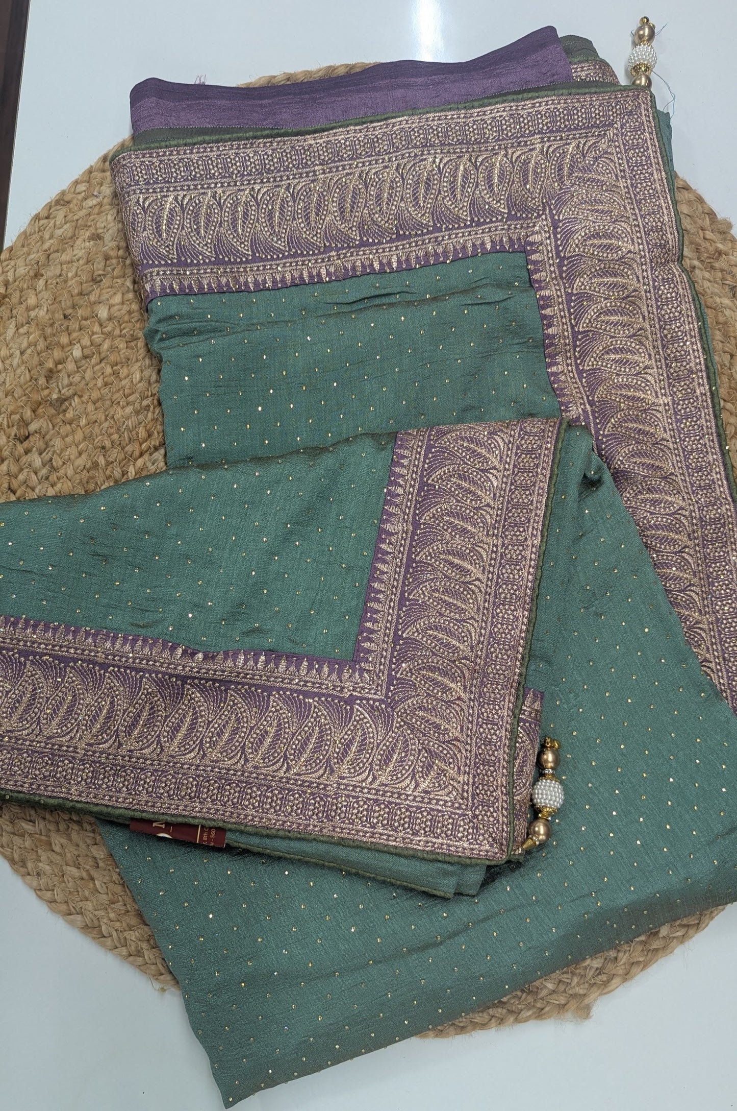 Teal Green and Lavender Party Wear Saree