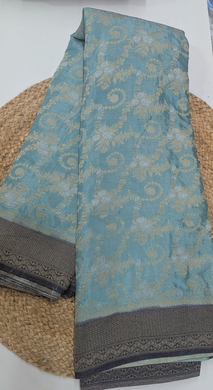 Banarasi Georgett Jaal Turquoise Blue
