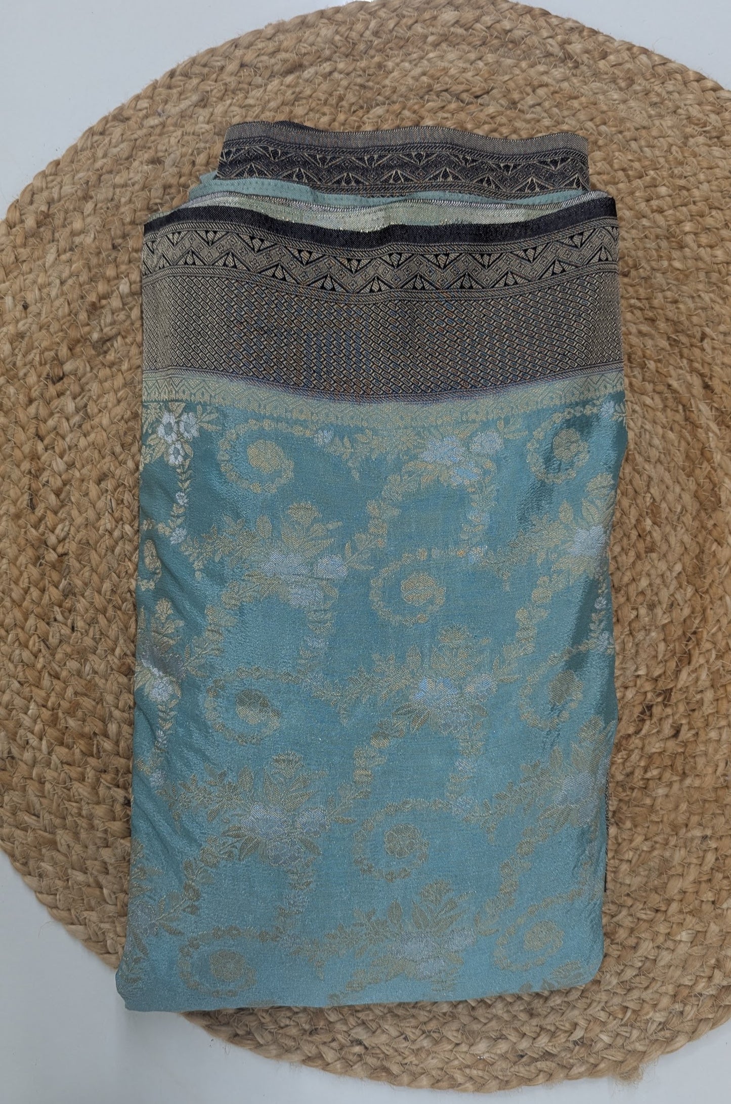 Banarasi Georgett Jaal Turquoise Blue