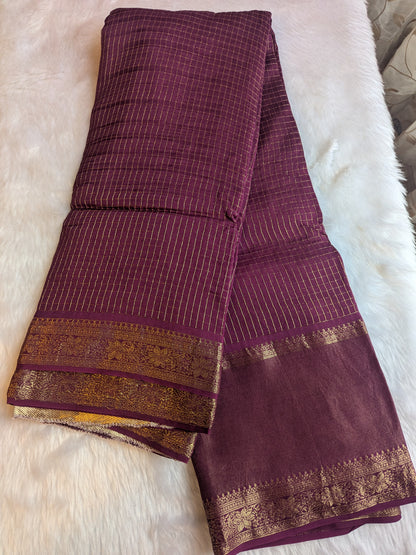 Maroon Crepe Silk Small Checks