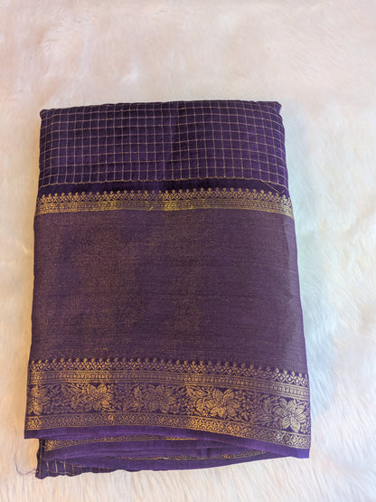 Purple Crepe Silk Small Checks