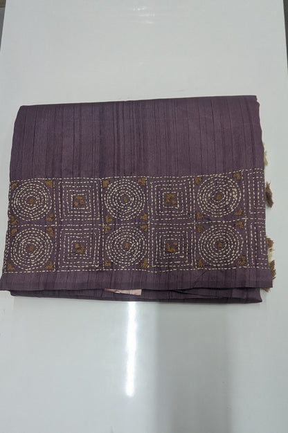 Purple Color Chanderi Silk Saree with Katha thread work