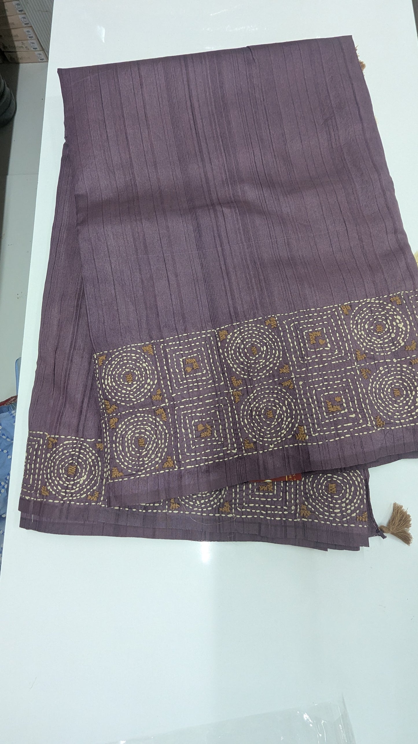 Purple Color Chanderi Silk Saree with Katha thread work