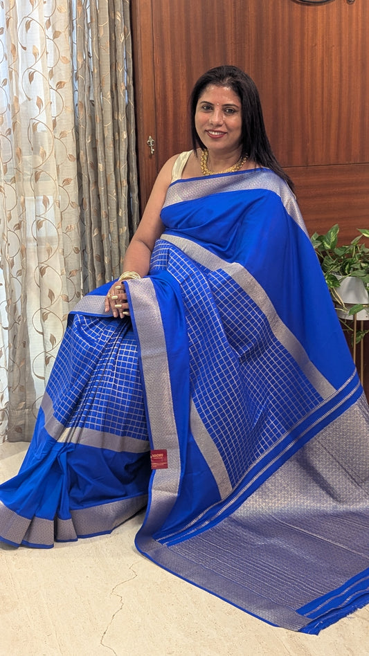 Royal Blue Semi Crepe Silk Saree