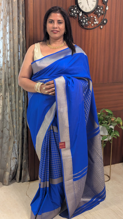 Royal Blue Semi Crepe Silk Saree