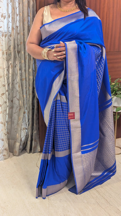 Royal Blue Semi Crepe Silk Saree
