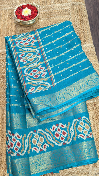 Light Blue Semi Mysore Silk Saree