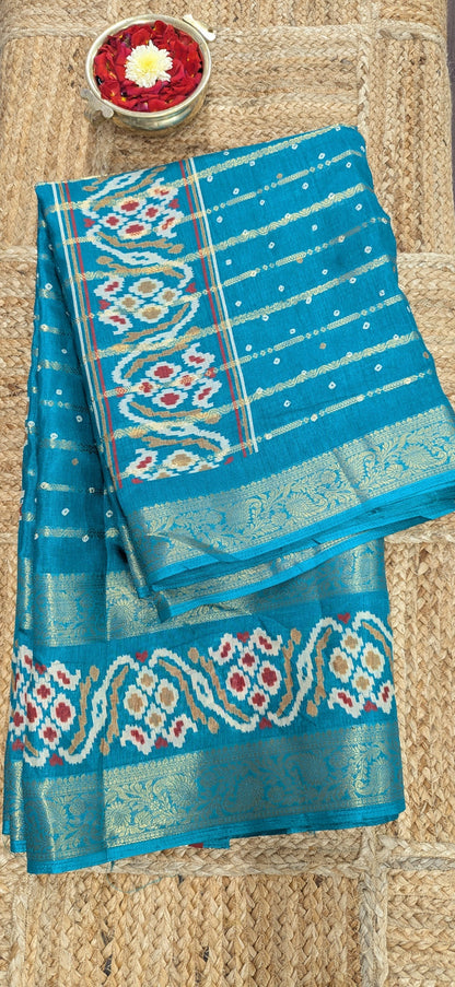 Light Blue Semi Mysore Silk Saree