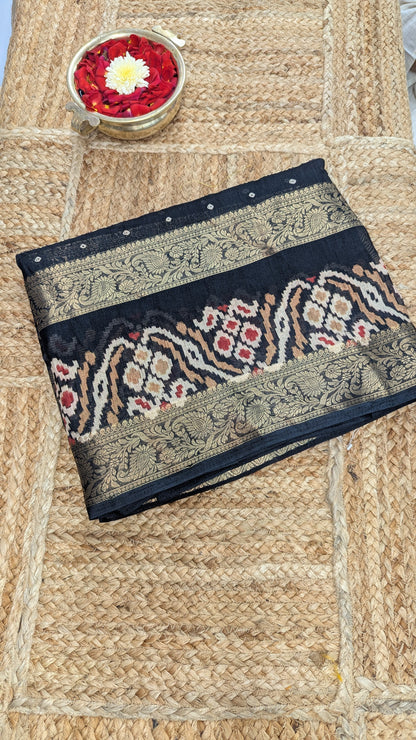 Navy Blue Semi Mysore Silk Saree