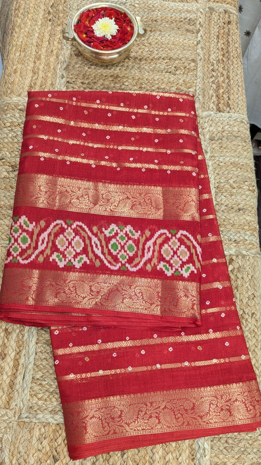 Red Semi Mysore Silk Saree