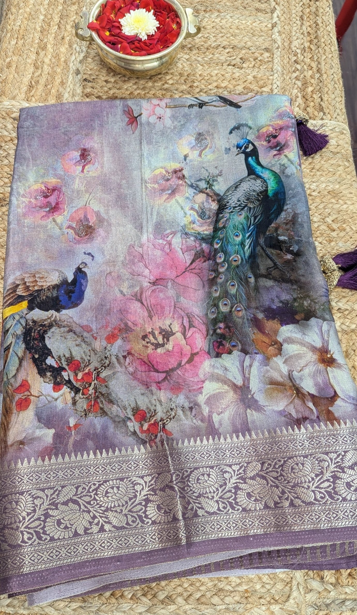 Peacock Prints Premium Semi Crepe Silk Saree