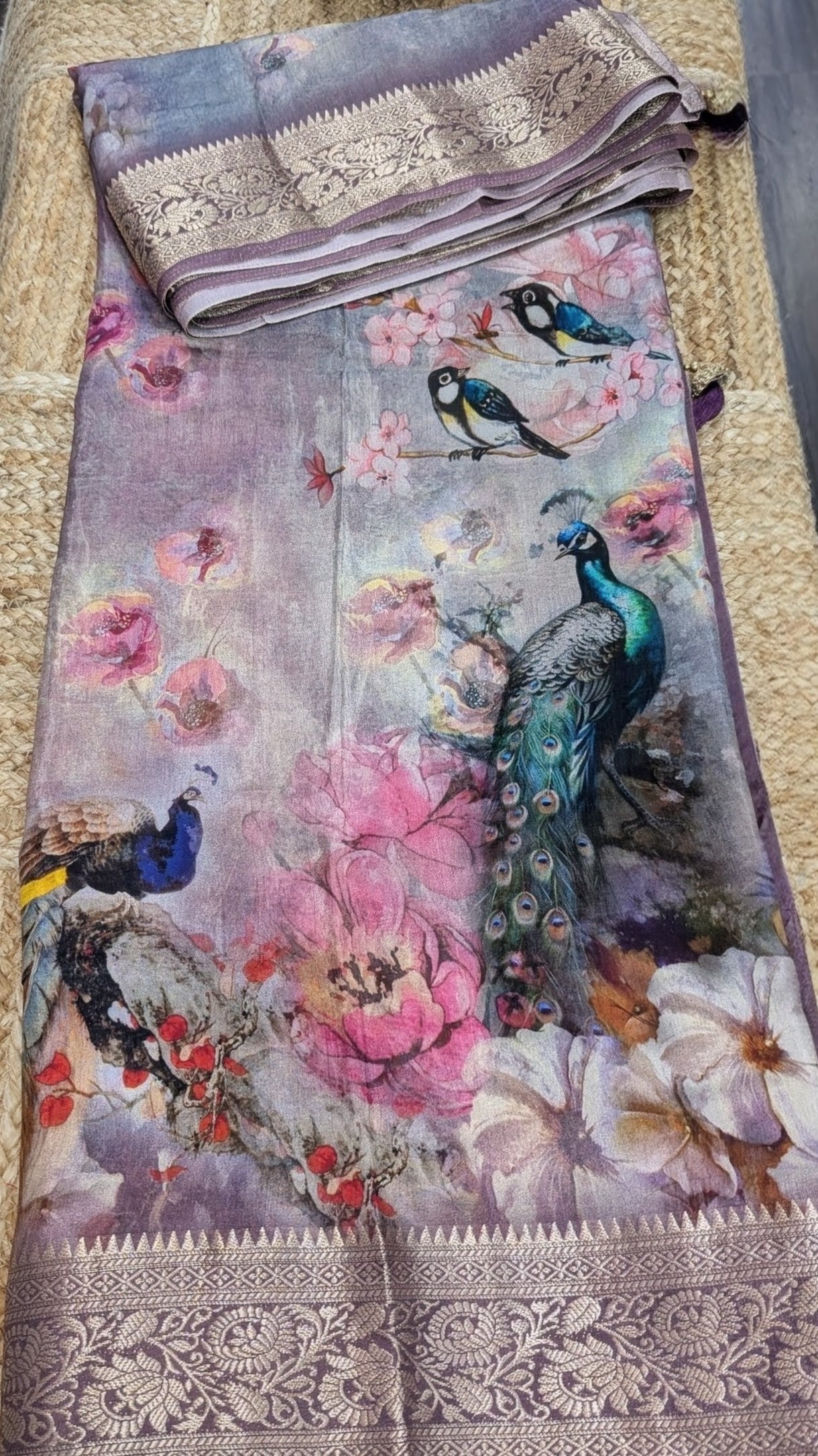 Peacock Prints Premium Semi Crepe Silk Saree
