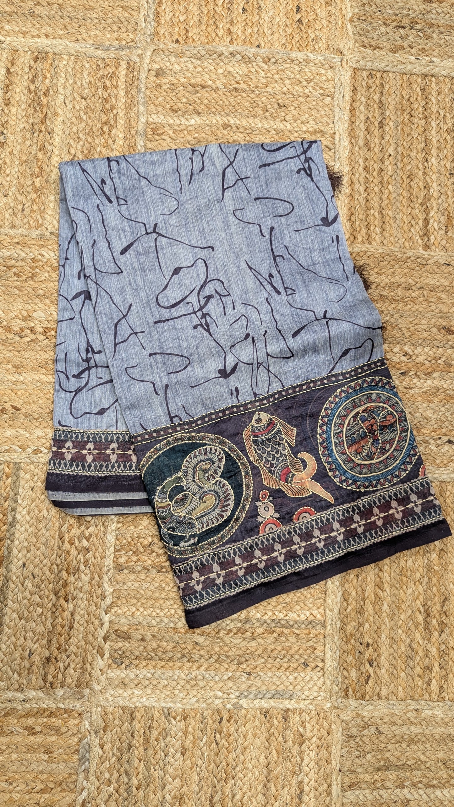 Lavendar Soft Cotton Saree with Kantha Work