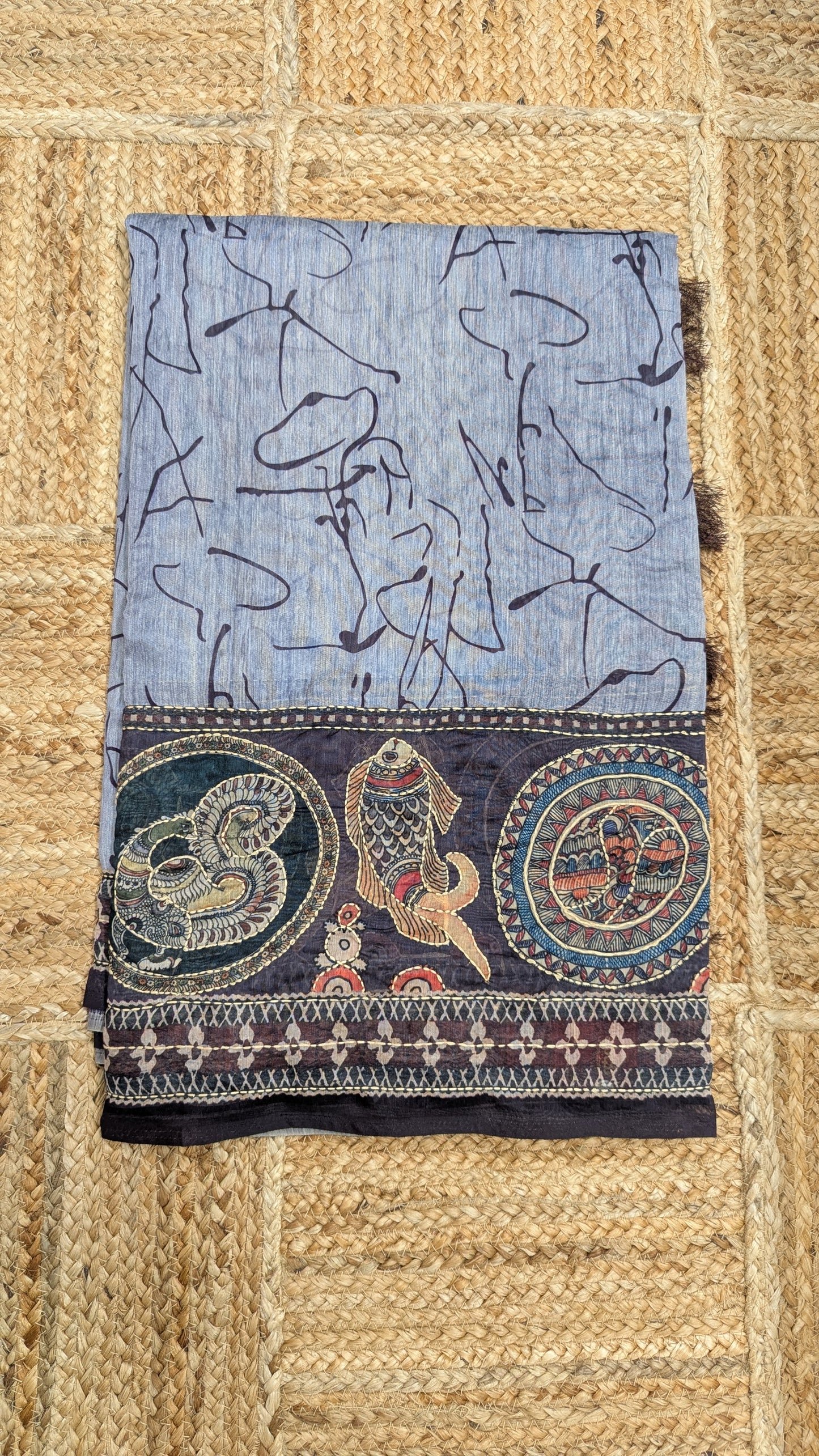 Lavendar Soft Cotton Saree with Kantha Work