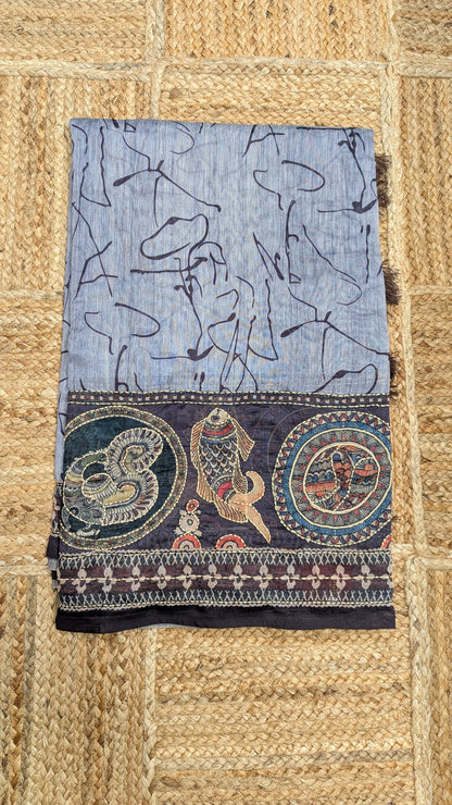 Lavendar Soft Cotton Saree with Kantha Work